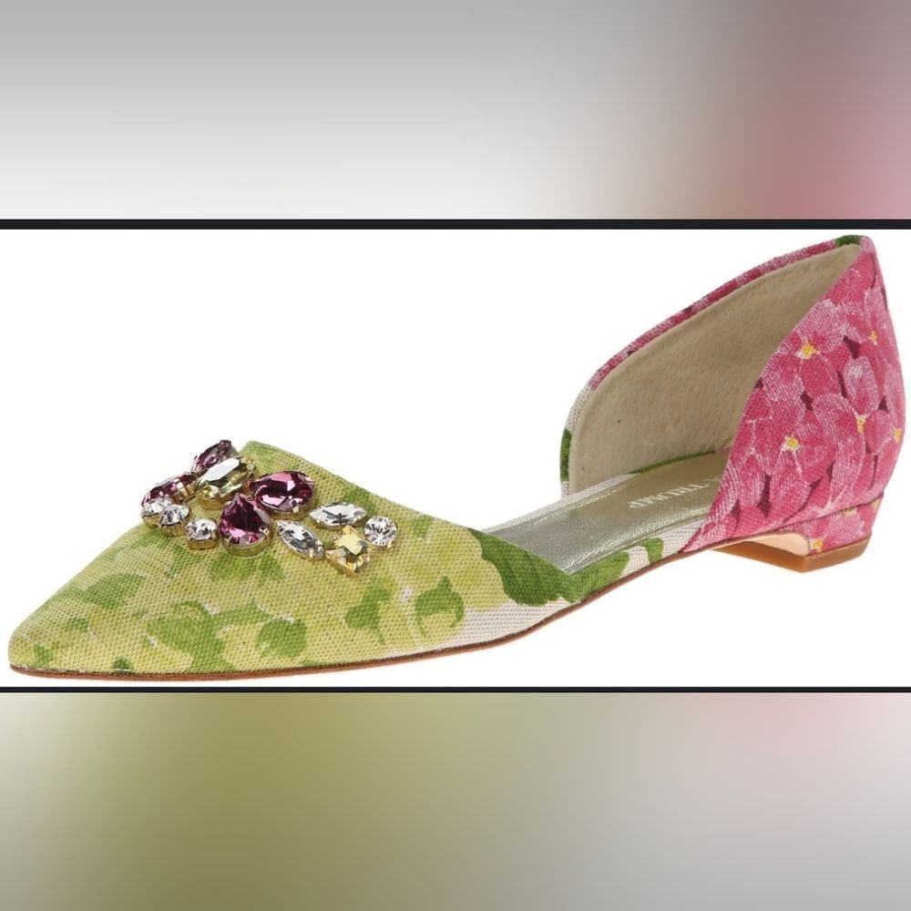 IVANKA TRUMP D'ORSAY JEWEL EMBELLISHMENTS POINTED TOE MULTI-COLOR FLAT